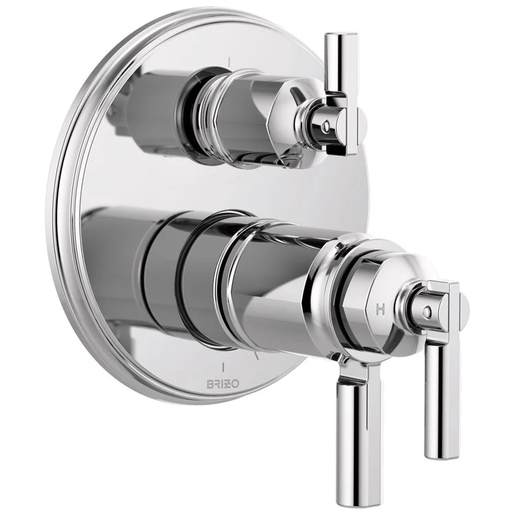 Thermostatic Trim Invari Tempassure Valve with Integrated 3 Function Diverter 3 Lever Brilliance Luxe Steel ADA for 2 Shower Applications - Frankwebs