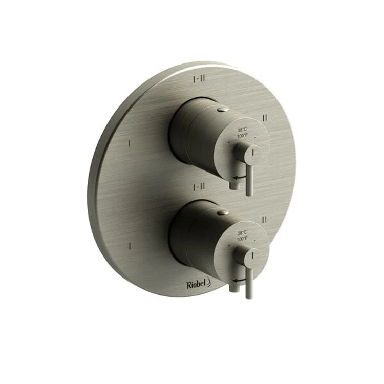 Thermostatic and Pressure Balance Valve Trim CS 3/4 Inch Round 4-Way 2 Lever Brushed Nickel - Frankwebs