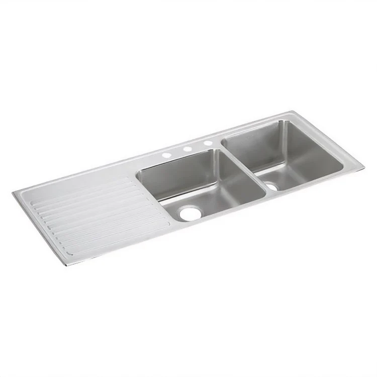 Kitchen Sink Lustertone Classic 54 x 22 Inch Double Bowl Offset with Left Drain Board 2 Hole Lustrous Satin Drop-In - Frankwebs