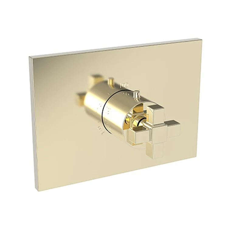 Thermostatic Trim Malvina Rectangular Plate 1 Cross Forever Brass PVD ADA for Rough Valve 1-540 Face Plate and Temperature-Adjust Handle Brass - Frankwebs