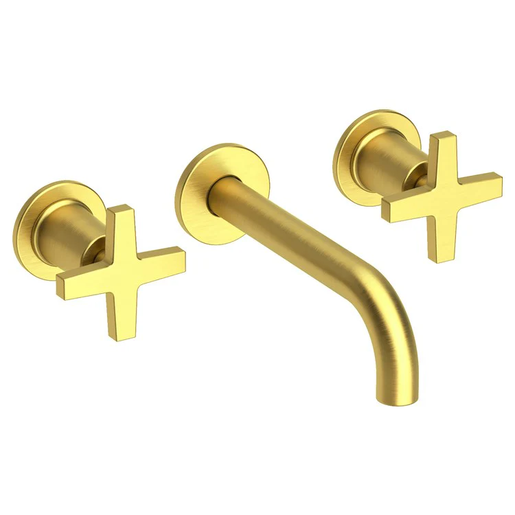 Lavatory Faucet Dorrance Wall Mount 8 Inch Spread 2 Cross ADA Watersense French Gold PVD 1.2 Gallons Per Minute Brass Less Drain Spout Reach 7-1/9 Inch - Frankwebs