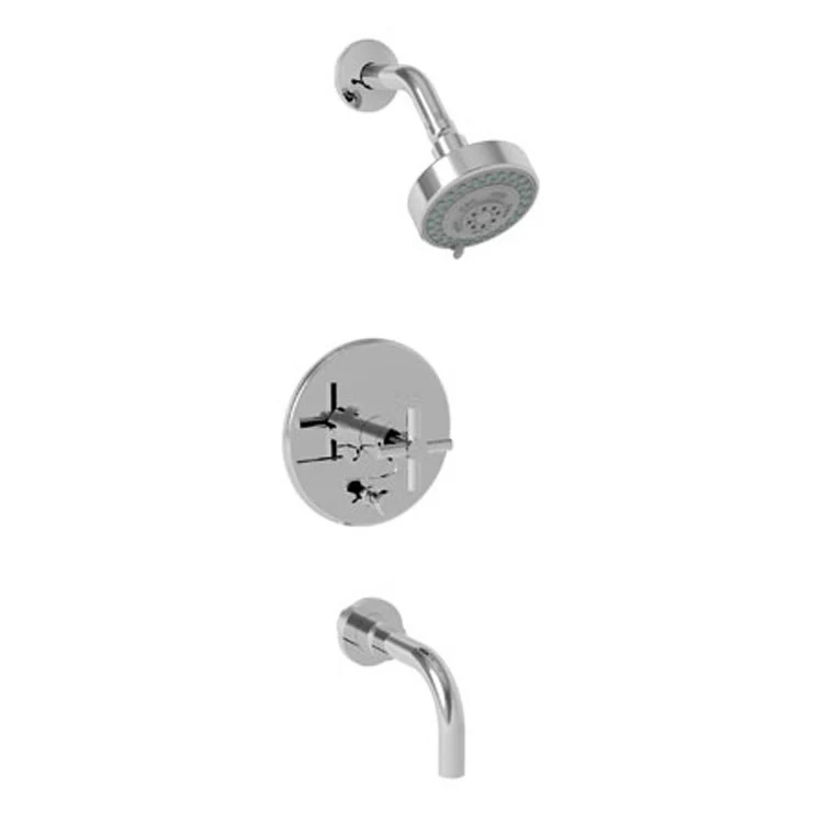 East Square Pressure Balance Tub/Shower Trim with Cross Handle - Midnight Chrome - Frankwebs