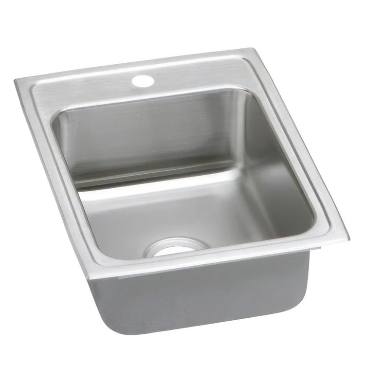 Kitchen Sink Lustertone Classic 17 x 22 Inch Single Bowl 1 Hole ADA Lustrous Satin Drop-In Rectangle Drain Location Rear Center Depth 6 Inch Quick Clip Mounting System Bottom Only Pads - Frankwebs