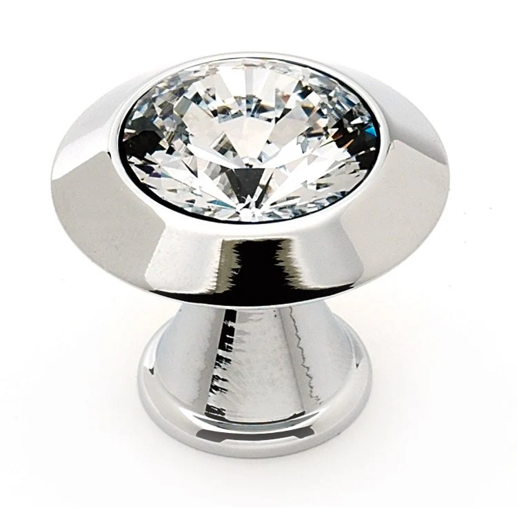 Knob Swarovski Crystal Round Crystal Polished Chrome Brass 1-1/4 Inch 1-3/8 Inch 3/4 Inch - Frankwebs