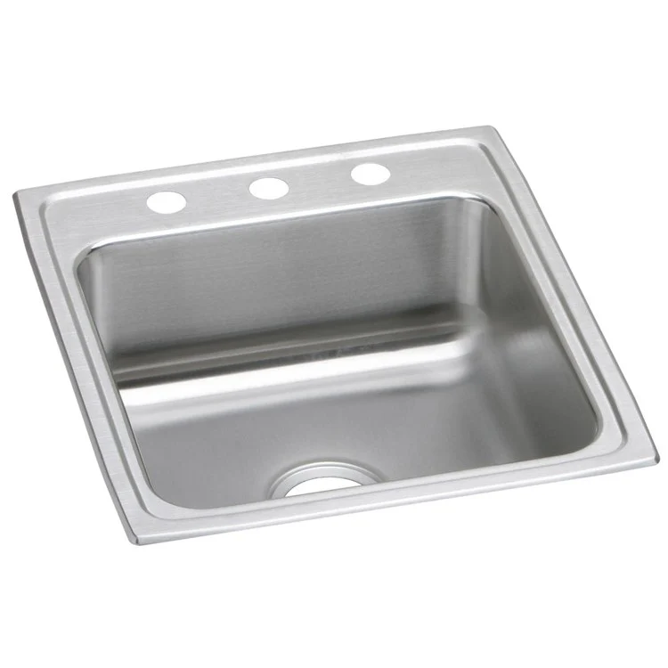 Kitchen Sink Lustertone Classic 19.5 x 22 Inch Single Bowl 1 Hole ADA Lustrous Satin Drop-In Rectangle Drain Location Rear Center Depth 6-1/2 Inch Bottom Only Pads - Frankwebs