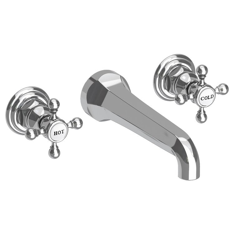 Lavatory Faucet Astor Wall Mount 8 Inch Spread 2 Cross ADA Watersense Flat Black 1.2 Gallons Per Minute Brass Less Drain Spout Reach 7-1/2 Inch - Frankwebs