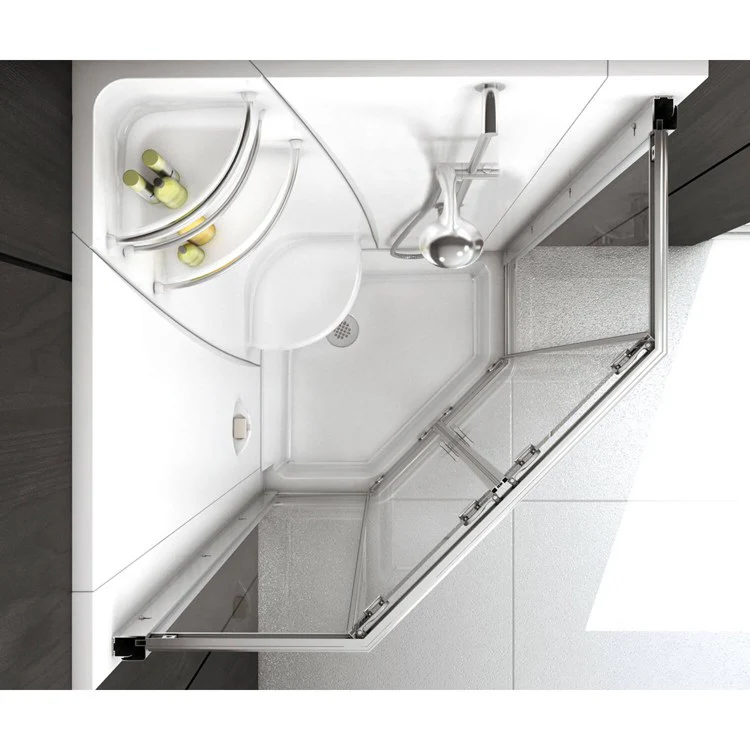 Shower Freestyle Neo-Angle White 39-1/2 x 39-1/2 x 77-1/2 Inch Acrylic with Center Seat 39-1/2 Inch - Frankwebs