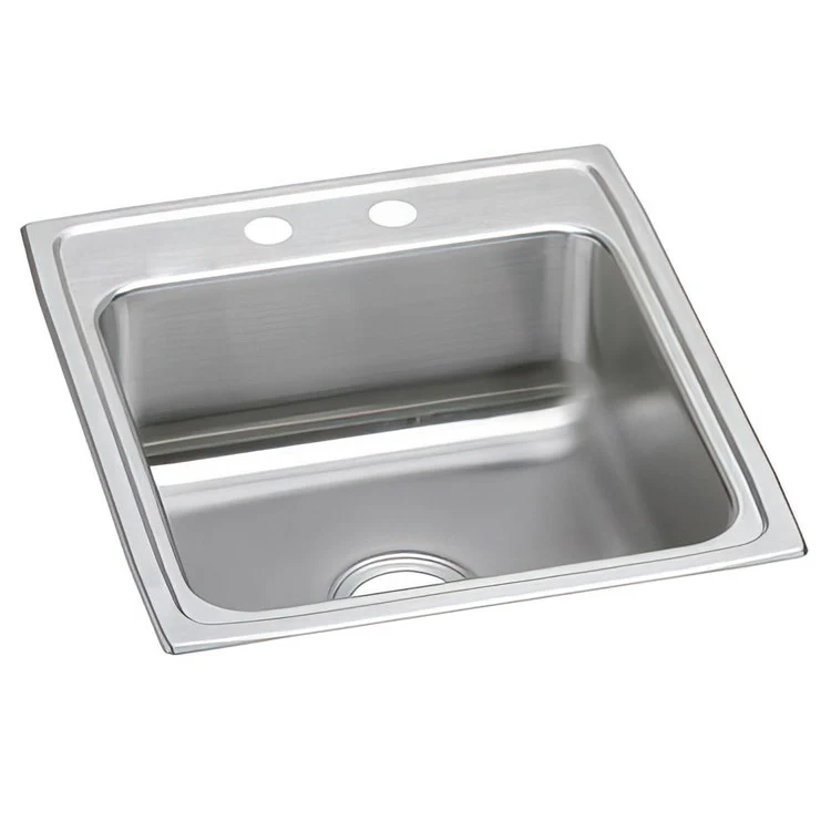 Kitchen Sink Lustertone Classic 19.5 x 22 Inch Single Bowl 2 Hole ADA Lustrous Satin Drop-In Rectangle Drain Location Rear Center Depth 5-1/2 Inch Bottom Only Pads - Frankwebs