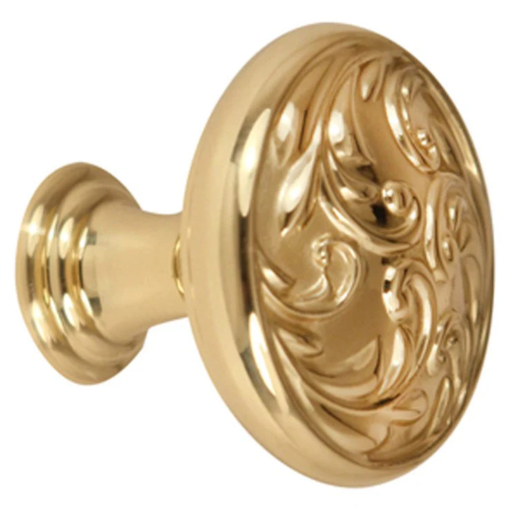 Knob Ornate Round Full Pattern Unlacquered Brass Brass 1-1/4 Inch 1 Inch 5/8 Inch - Frankwebs