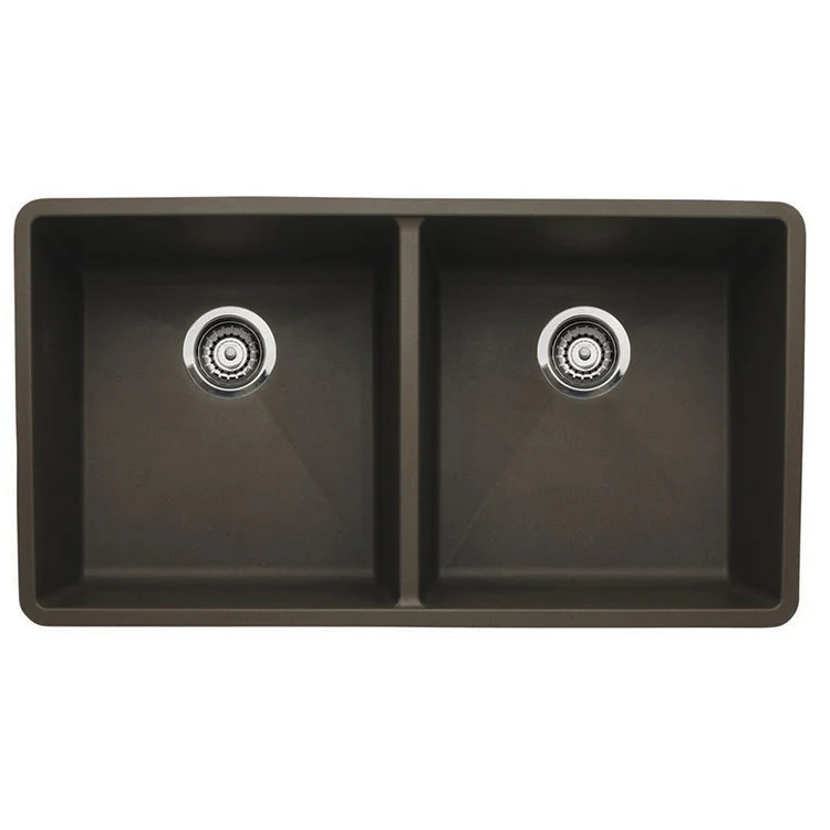 Kitchen Sink Precis 30 x 18 Inch Double Bowl Equal Double Coal Black Undermount Rectangle Silgranit - Frankwebs