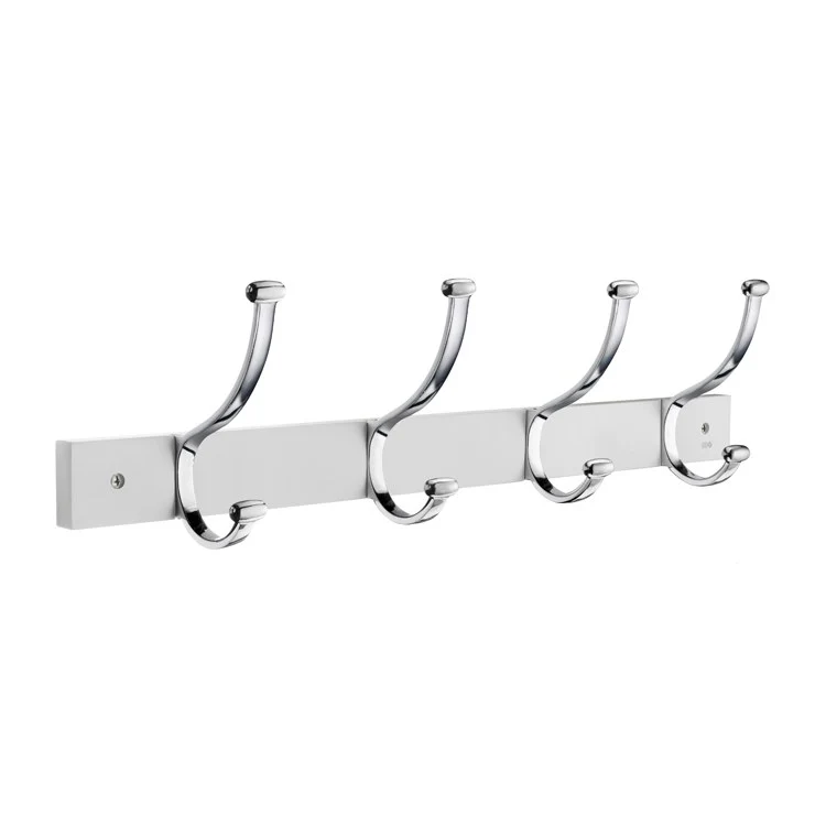 Coat Rack 4 Hook 4 x 20 x 6 Inch White Brass - Frankwebs