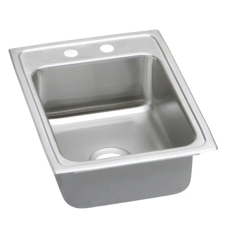 Kitchen Sink Lustertone Classic 17 x 22 Inch Single Bowl 2 Hole ADA Lustrous Highlighted Satin Top Mount Rectangle Drain Location Rear Center Depth 5-1/2 Inch Quick Clip Mounting System Full Spray Sides and Bottom - Frankwebs