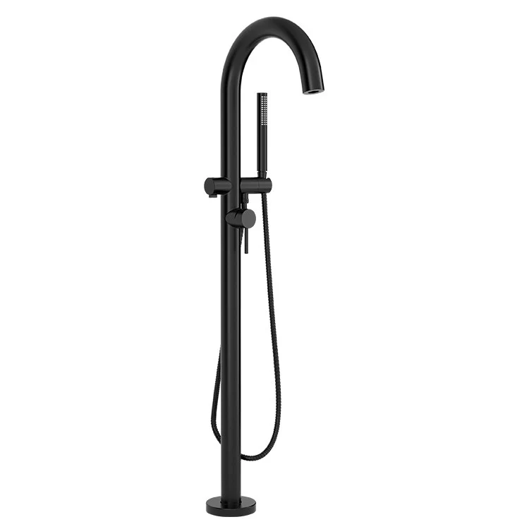 Contemporary Round Freestanding Bathtub Filler with Lever Handle for Flash Rough-In Valve - Frankwebs