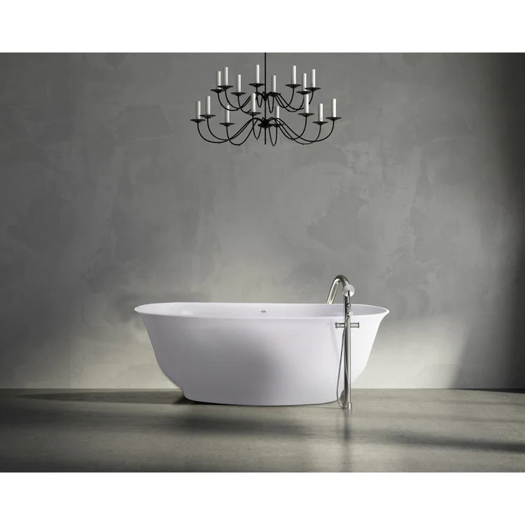 Soaking Tub Metro Collection Liberty 63 x 32 Inch Freestanding Tub Only Center Biscuit Hydroluxe SS - Frankwebs