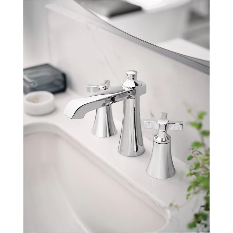 Lavatory Trim Flara Widespread 2 Cross Chrome High Arc 1.2 Gallons per Minute - Frankwebs