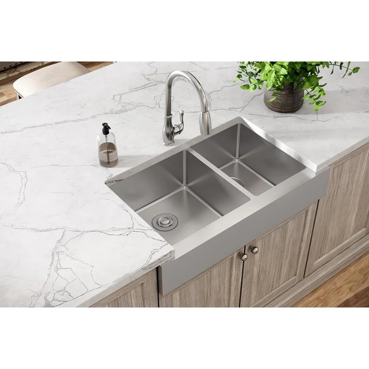 Crosstown 35-7/8 Double Bowl Stainless Steel Apron Front Kitchen Sink - Frankwebs