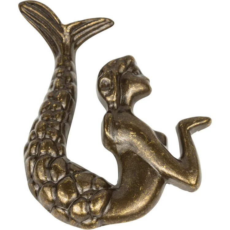 Knob Atlas Nautical/Ocean Mermaid Left Burnished Bronze Zinc Alloy 2-1/2 Inch - Frankwebs