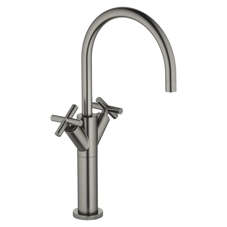 Lavatory Faucet TARA Mixer with Extended Shank 2 Cross ADA WaterSense Brushed Dark Platinum 1.2 Gallons per Minute Less Drain 1 Hole - Frankwebs