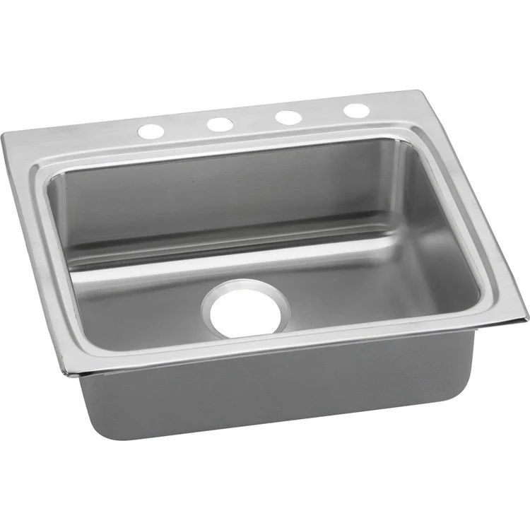 Kitchen Sink Lustertone Classic 25 x 22 Inch Single Bowl MR2 Hole ADA Lustrous Satin Drop-In Rectangle Drain Location Rear Center Depth 5-1/2 Inch Bottom Only Pads - Frankwebs