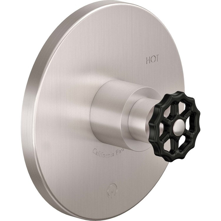 Pressure Balance Valve Trim Descanso Works 1 Black Wheel Polished Brass Uncoated - Frankwebs