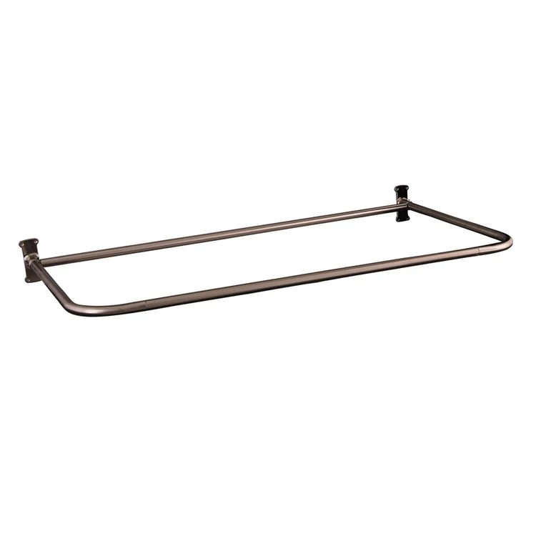 Shower Rod D with Flanges Brushed Nickel 48 x 26 Inch Brass - Frankwebs