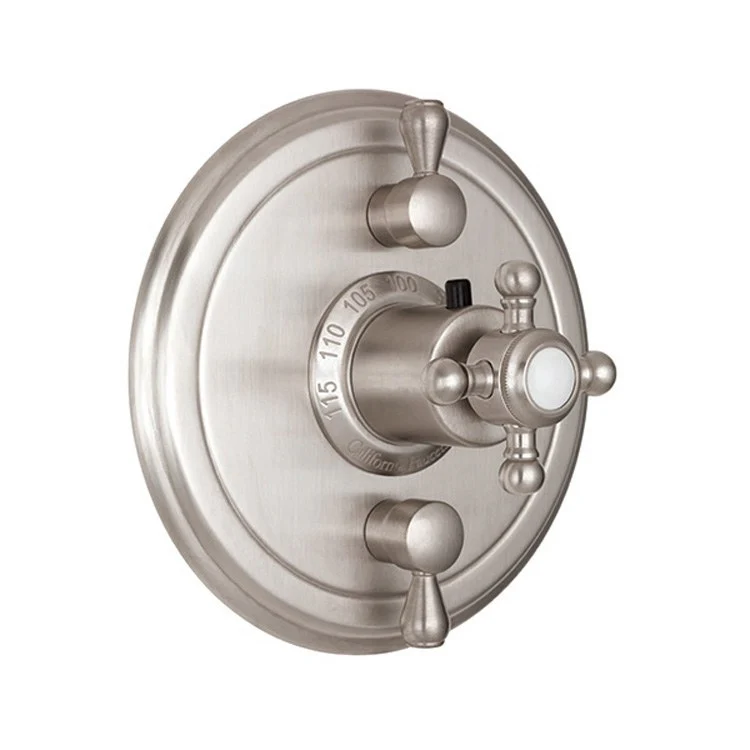 Thermostatic Trim Monterey Round with Dual Volume Control 3 Cross Polished Chrome Brass - Frankwebs
