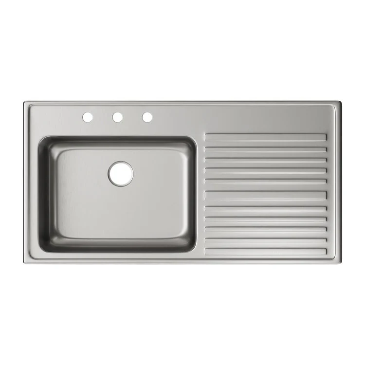 Kitchen Sink Lustertone Classic 43 x 22 Inch Single Bowl with Right Drainboard 3 Hole Lustrous Satin Drop-In - Frankwebs