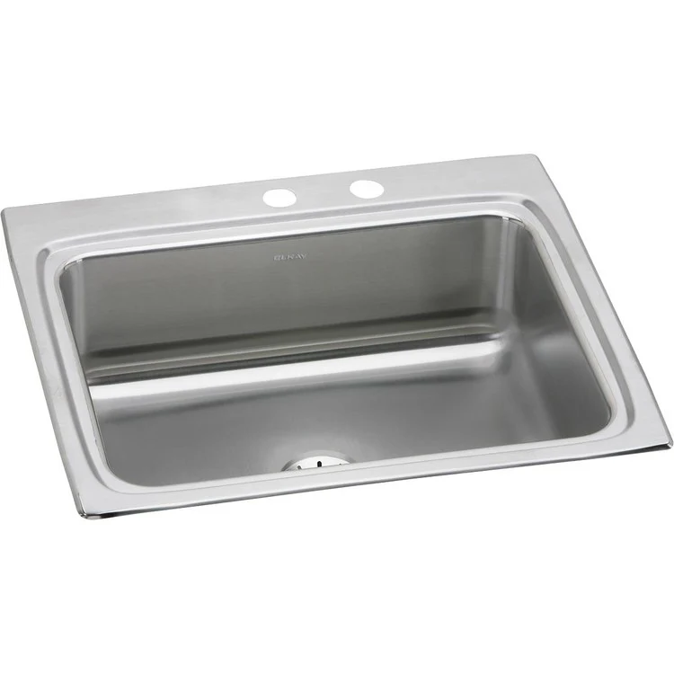 Kitchen Sink Lustertone Classic 25 x 22 Inch Single Bowl with Perfect Drain MR2 Hole Lustertone Top Mount Stainless Steel Drain Location Center Sides and Bottom Pads - Frankwebs