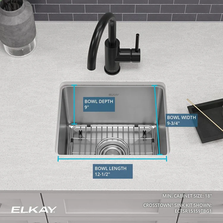 Sink Kit Crosstown Dual Mount 15 x 15 Inch Single Bowl Polished Satin Bottom Grid - Frankwebs