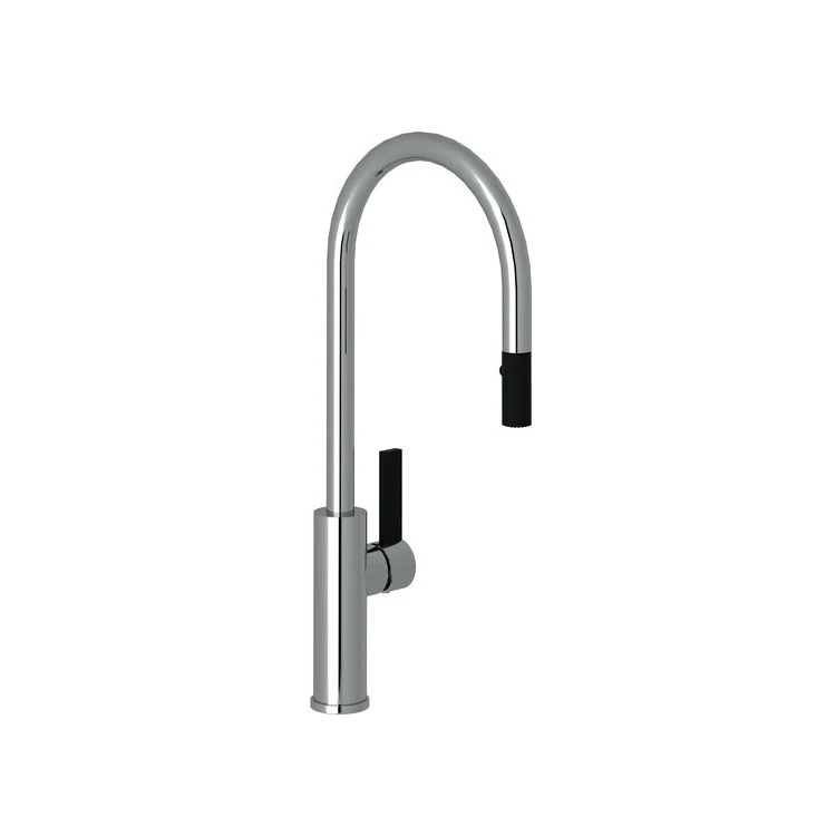 Kitchen Faucet Tuario Pull Down 1 Metal Lever Polished Nickel/Matte Black 10-3/16 Inch 1.5 Gallons per Minute - Frankwebs