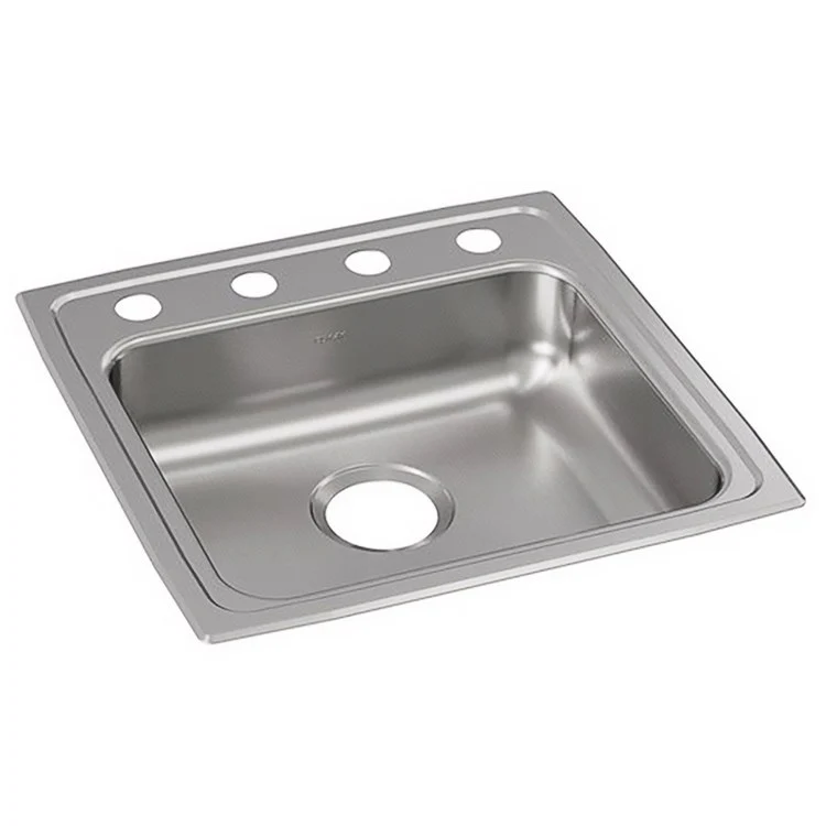 Kitchen Sink Lustertone Classic 19.5 x 19 Inch Single Bowl OS4 Hole ADA Lustrous Satin Drop-In Rectangle Drain Location Rear Center Depth 5 Inch Bottom Only Pads - Frankwebs