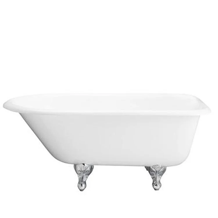 Freestanding Tub Brocton 68 Inch Roll Top Oval Cast Iron White/Unfinished Ball and Claw Feet No Faucet Holes - Frankwebs