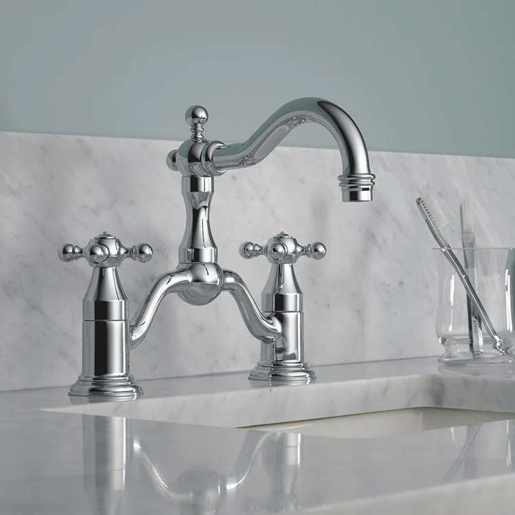 Tresa Two Handle Widespread Bridge Bathroom Faucet with Cross Handles - Frankwebs