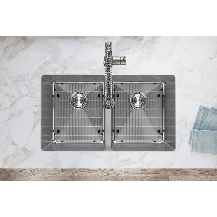 Kitchen Sink Crosstown 30.75 x 18.5 Inch Double Bowl Equal Kit 1 Hole Polished Satin Undermount - Frankwebs