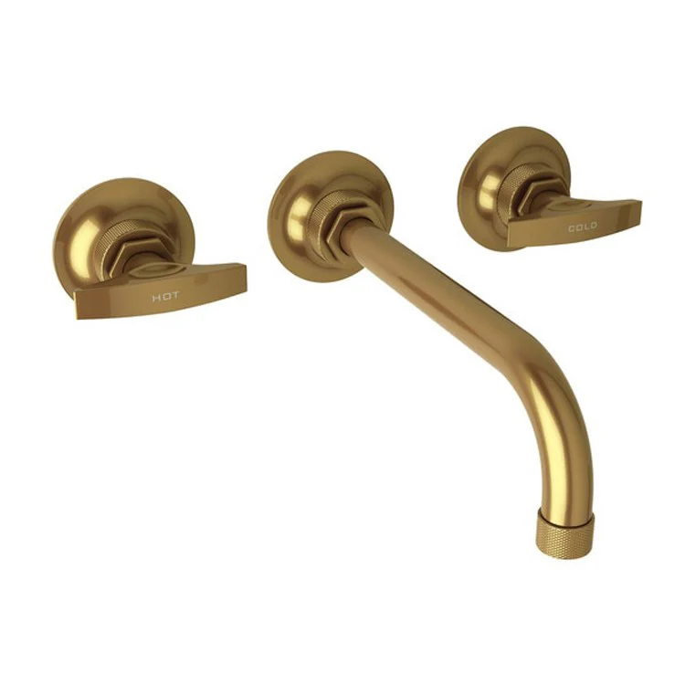 Lavatory Faucet Graceline Wall Mount 2 Metal Dial Lever Satin Gold 1.2 Gallons per Minute - Frankwebs