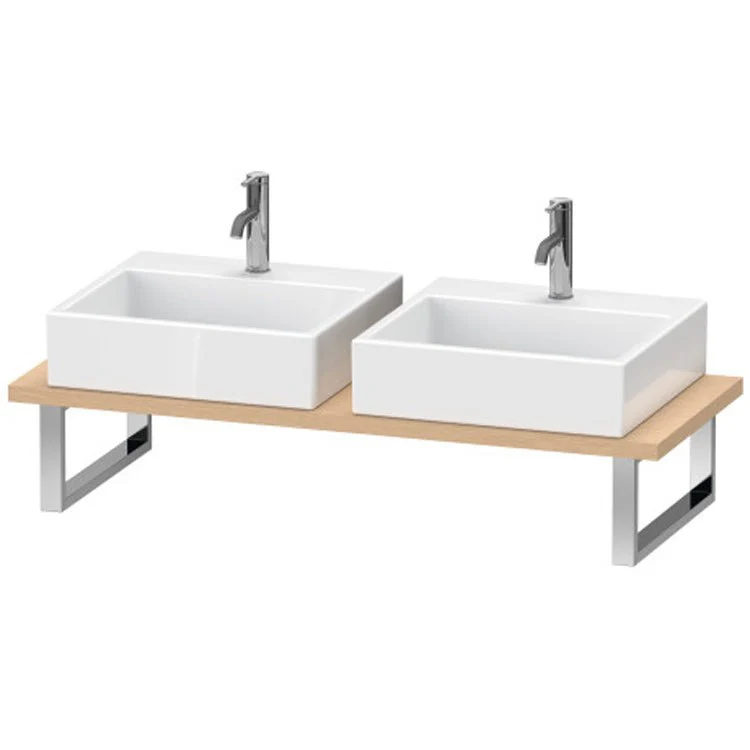 Lavatory Console L-Cube Brushed Oak Double Basin 31-1/2 x 21-5/8 Inch 1-1/8 Inch - Frankwebs
