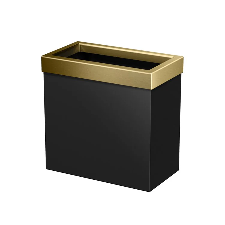 Waste Bin Rectangular Matte Black Brushed Brass Stainless Steel 3.18 Gallon Capacity - Frankwebs