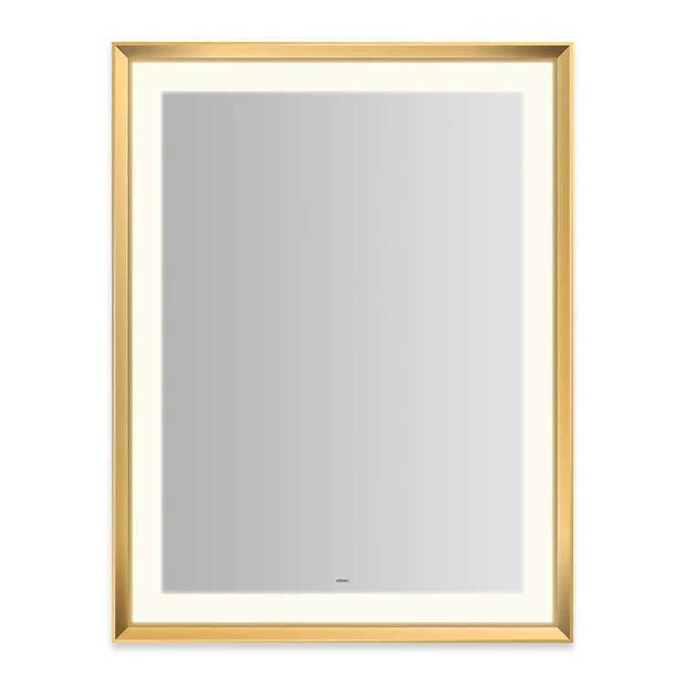Wall Mirror Sculpt 33W x 43H Inch Matte Gold Chamfer Museum Frame Lighted Rectangular - Frankwebs