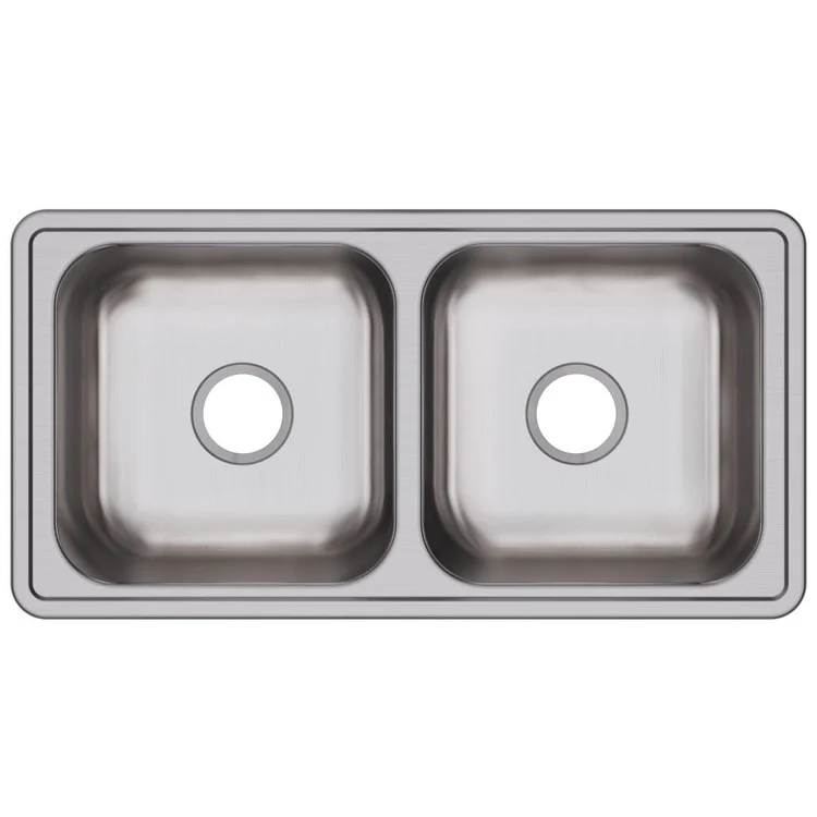 Kitchen Sink Dayton 33 x 17 Inch Double Bowl Equal ADA Satin Drop-In Rectangle Drain Location Center Depth 6 Inch Bottom Only Pads - Frankwebs