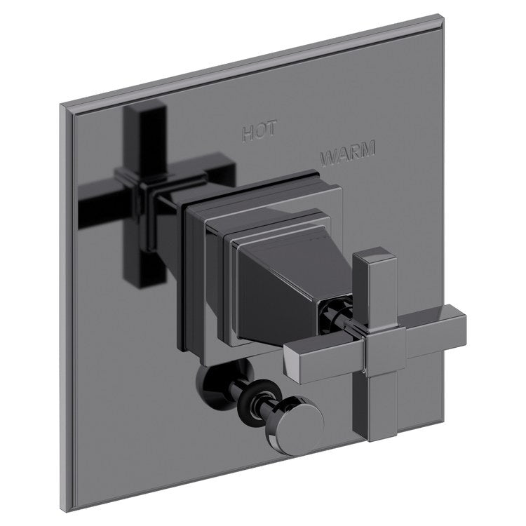 Pressure Balance Valve Trim Malvina Square with Diverter 1 Cross Aged Brass ADA Depth 4 Inch - Frankwebs