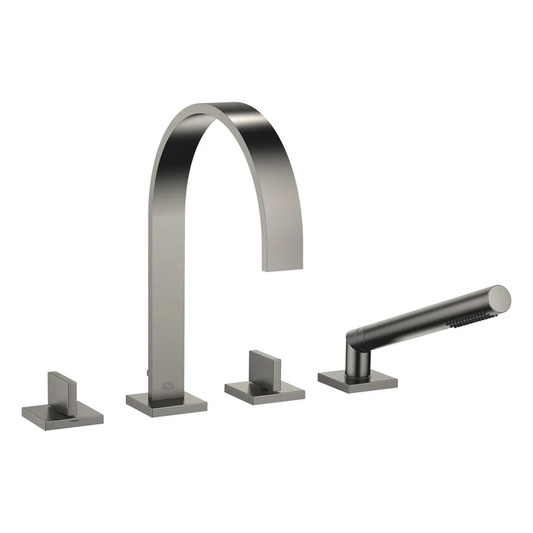 Tub Filler MEM Mixer for Deck Mount with Handshower 2 Lever Brushed Dark Platinum - Frankwebs