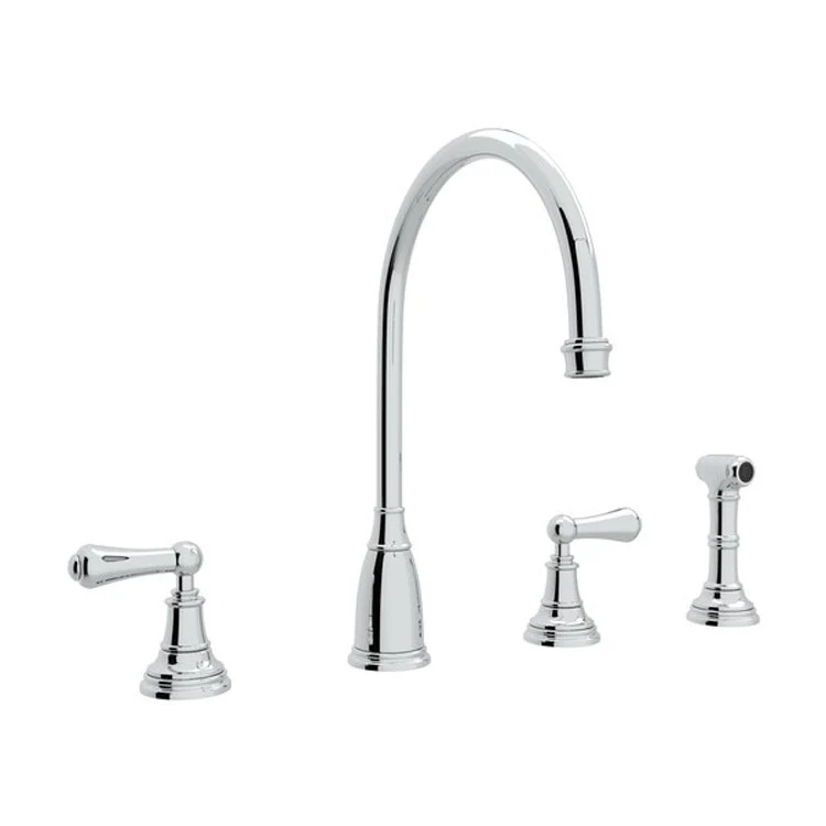 Kitchen Faucet Georgian Era 2 Lever Unlacquered Brass Swivel C-Spout 1.8 Gallons per Minute - Frankwebs