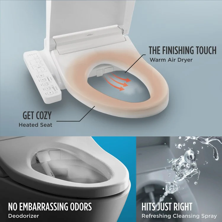 Toilet Drake 2 Pieces Cotton Elongated 29-1/2 Inch 1.28 Gallons per Flush Left Hand Chrome Washlet+ C2 - Frankwebs