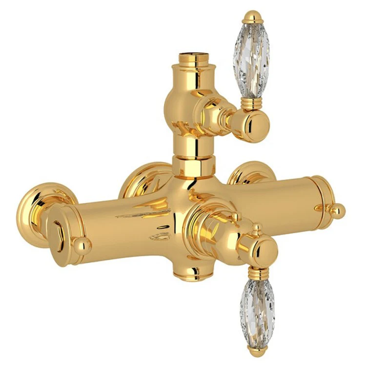Thermostatic Valve Exposed with Volume and Temperature Control 2 Crystal Lever Satin Nickel - Frankwebs