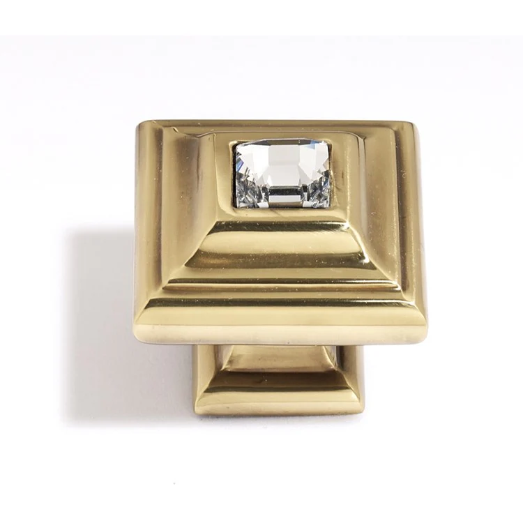 Knob Swarovski Crystal Square Pyramid Crystal Satin Nickel Brass 1-1/4 Inch 1-3/8 Inch 3/4 Inch - Frankwebs