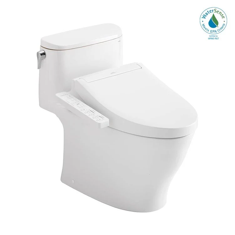 Toilet Nexus 1 Pieces Universal Height Cotton Elongated 27 Inch 1.28GPF 12 Inch Rough-In Tornado Left Hand Washlet+C2 - Frankwebs