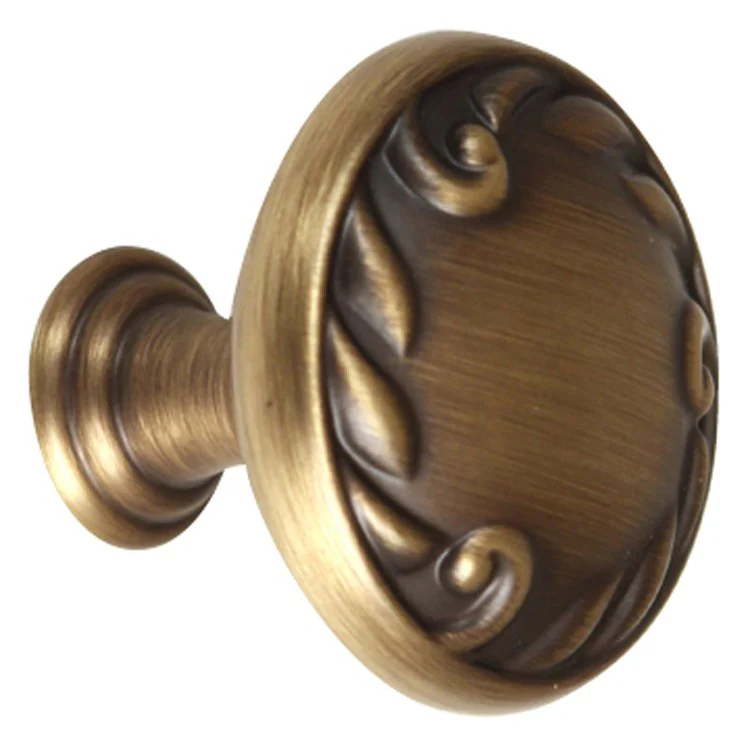 Knob Ornate Round Unlacquered Brass Brass 1-1/4 Inch 1 Inch 5/8 Inch - Frankwebs