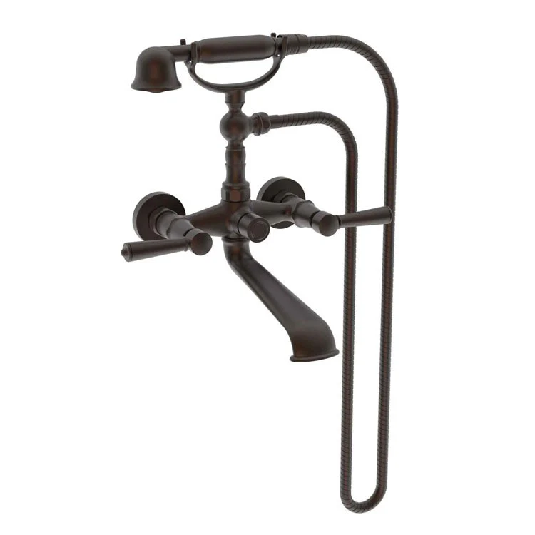 Tub Filler Metropole Wall Mount Exposed with Handshower 6 Inch Spread 2 Lever ADA Antique Nickel 2 Hole - Frankwebs