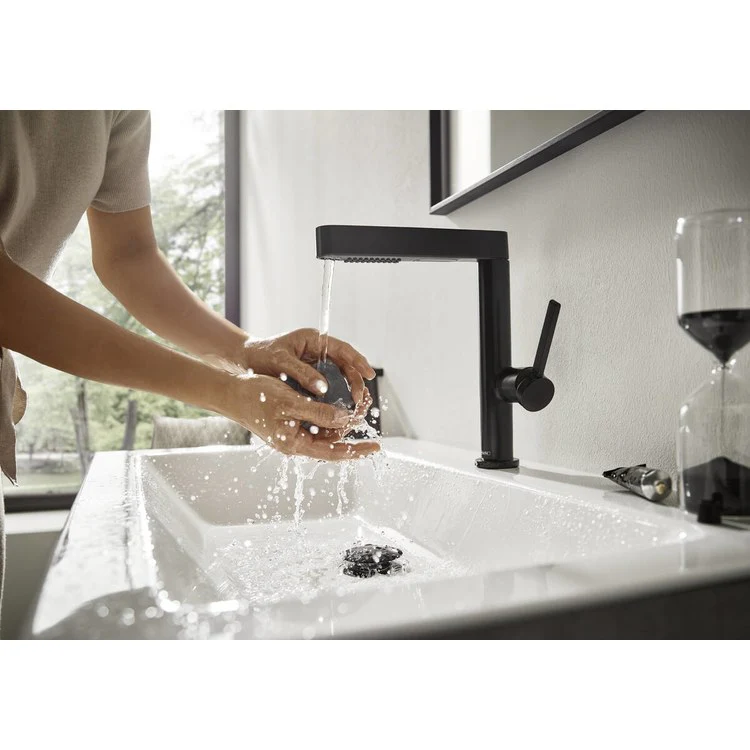 Lavatory Faucet Finoris 230 1 Lever ADA WaterSense Matte Black 1.2 Gallons per Minute Less Drain 1 Hole Quick Clean ComfortZone EcoRight - Frankwebs