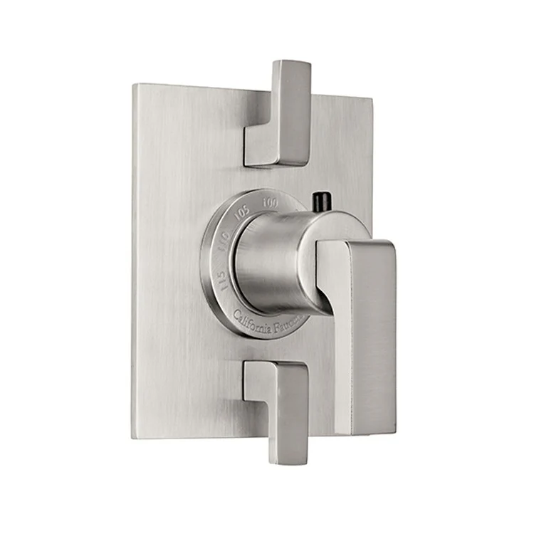 Thermostatic Trim Solimar Rectangular with Dual Volume Control 3 Lever Satin Nickel ADA for Requires Rough Valve TH52-R Or TH52D2-R Handles and Escutcheon Brass 6 Inch Length - Frankwebs